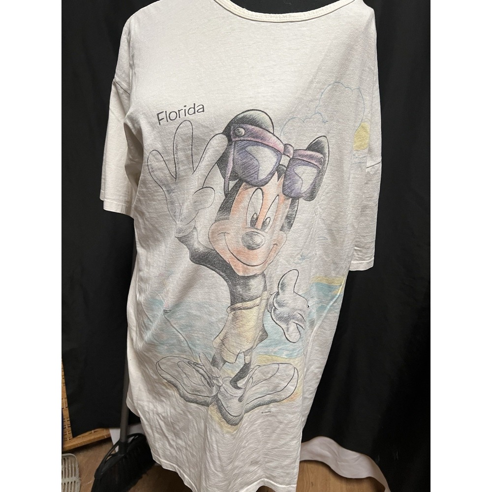 Vintage 90s Mickey Mouse Florida Tee Single Stitch USA Disney T-Shirt One Size